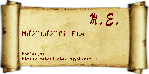 Mátéfi Eta névjegykártya